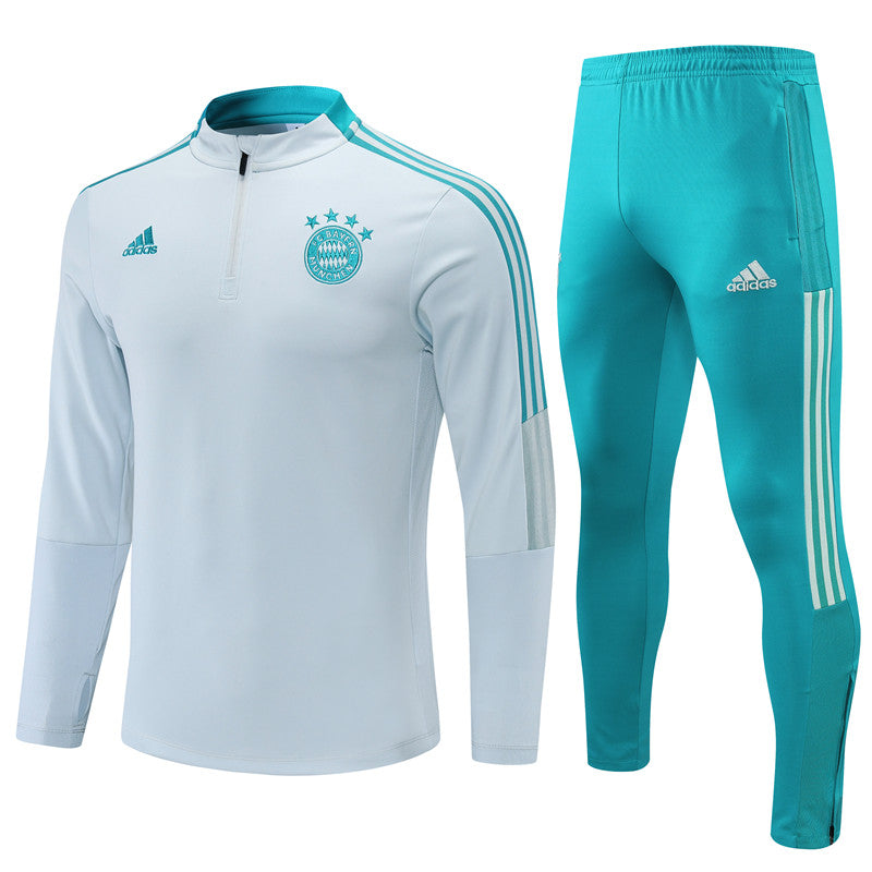 Conjunto de Inverno Bayern de Munique-Adidas-Branco e Verde Água-treino-futebol-neymar jr-messi-cristiano ronaldo