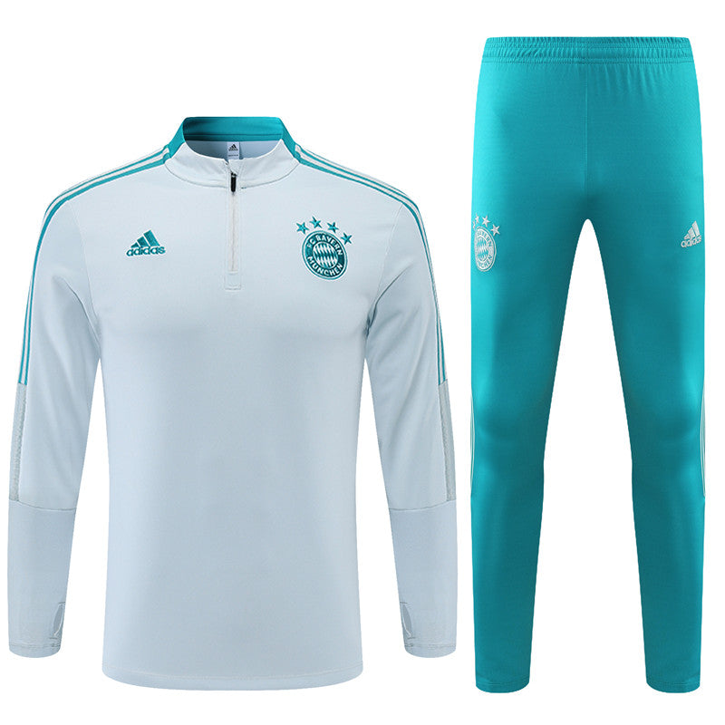 Conjunto de Inverno Bayern de Munique-Adidas-Branco e Verde Água-treino-futebol-neymar jr-messi-cristiano ronaldo