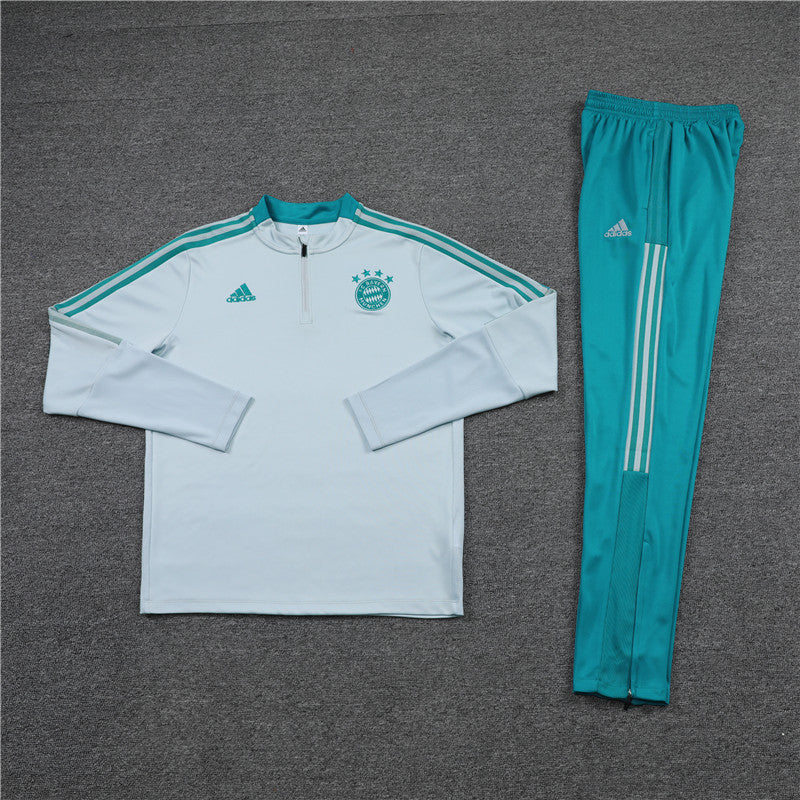 Conjunto de Inverno Bayern de Munique-Adidas-Branco e Verde Água-treino-futebol-neymar jr-messi-cristiano ronaldo