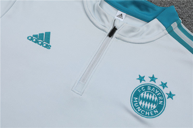 Conjunto de Inverno Bayern de Munique-Adidas-Branco e Verde Água-treino-futebol-neymar jr-messi-cristiano ronaldo