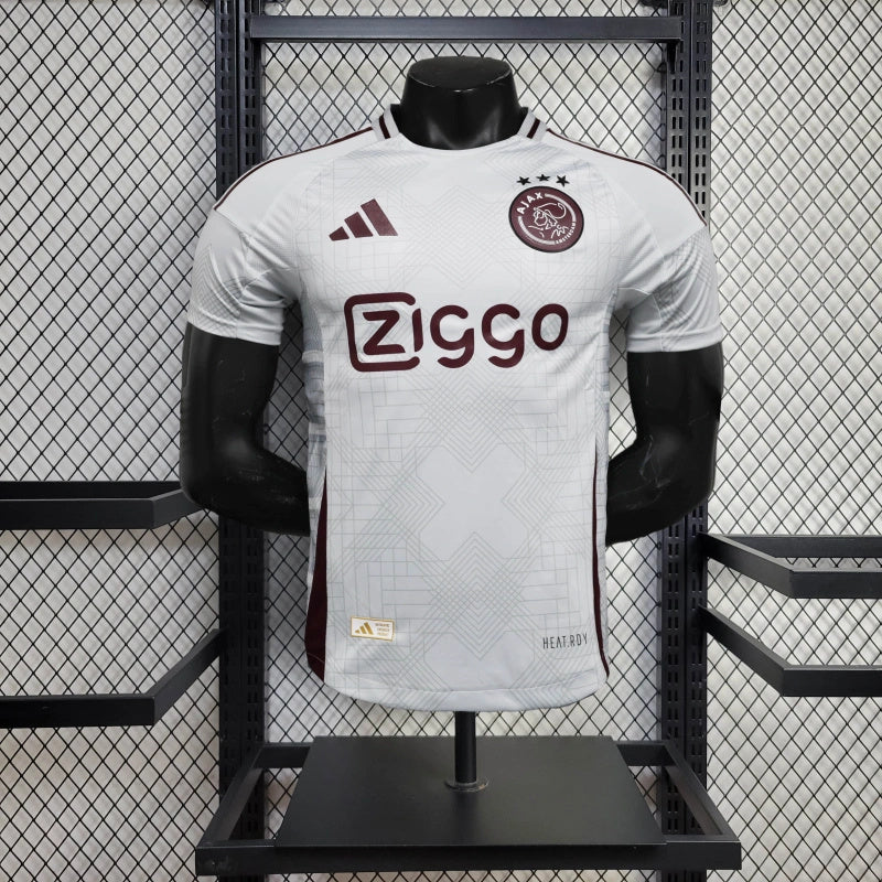 camisa-ajax-away-ii-2-branca-ziggo-adidas-24-25-neymar-messi-cr7-futebol