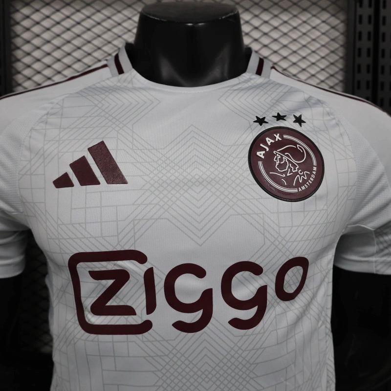camisa-ajax-away-ii-2-branca-ziggo-adidas-24-25-neymar-messi-cr7-futebol