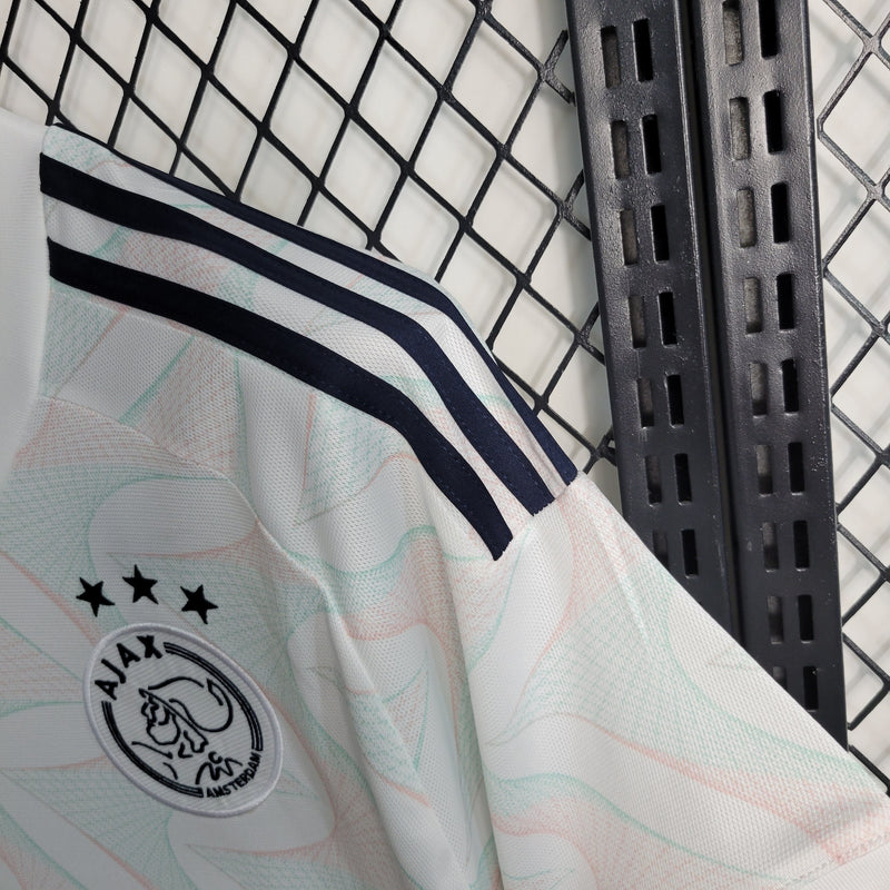 camisa-ajax-away-ii-2-branca-ziggo-adidas-torcedor-23-24-neymar-messi-cr7-futebol