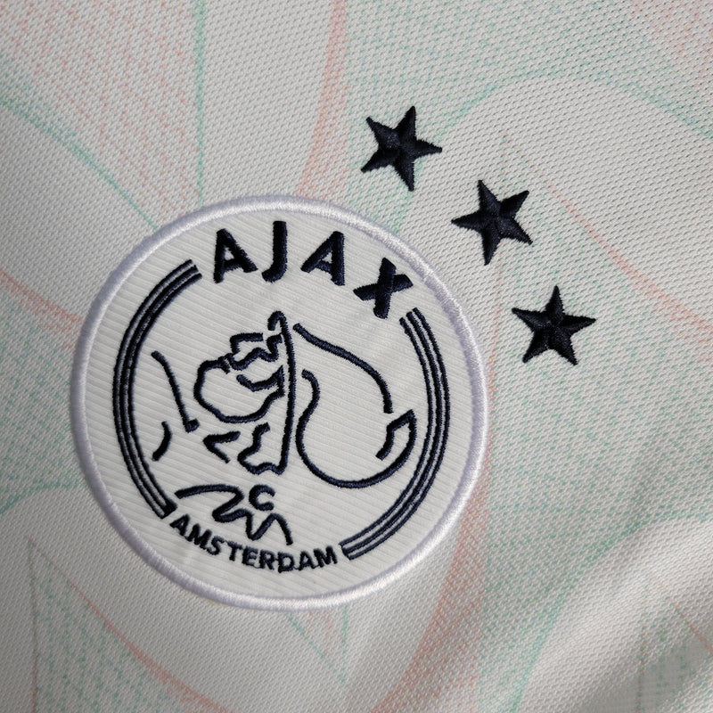 camisa-ajax-away-ii-2-branca-ziggo-adidas-torcedor-23-24-neymar-messi-cr7-futebol