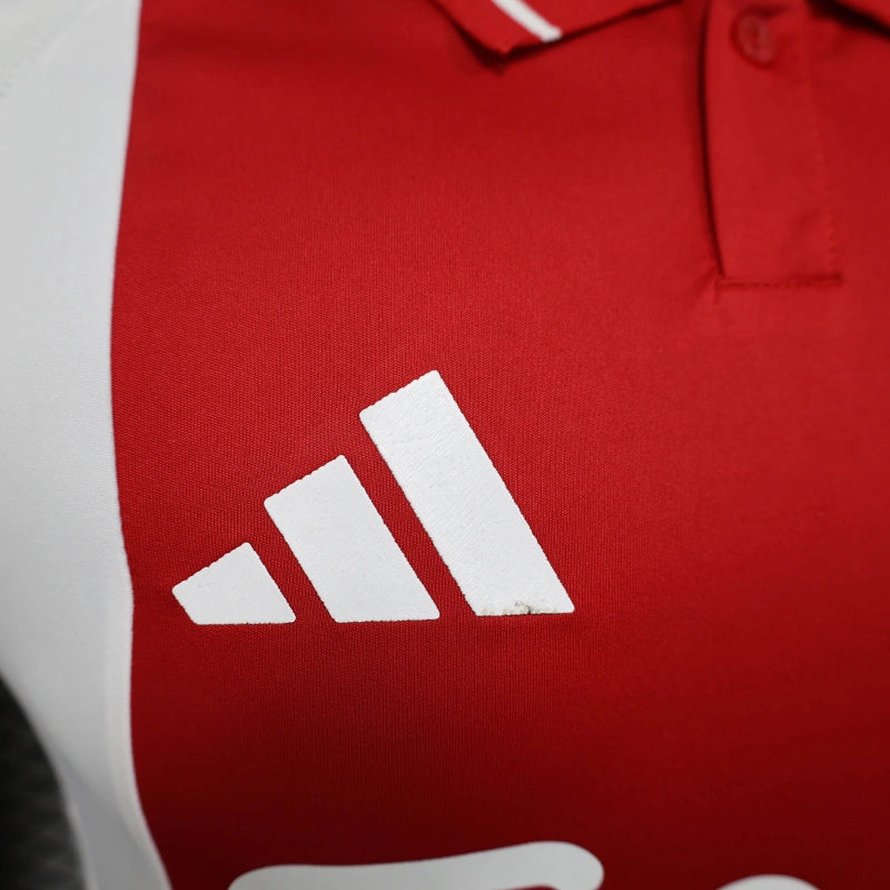 camisa-ajax-home-i-1-vermelha e branca-ziggo-adidas-24-25-neymar-messi-cr7-futebol 