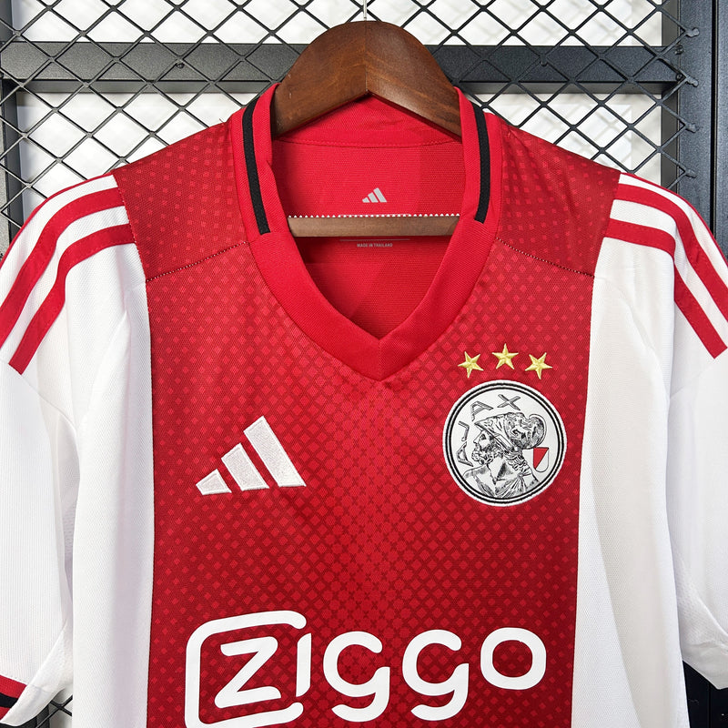 camisa-ajax-away-i-1-vermelha e branca-ziggo-adidas-25-26-neymar-messi-cr7-futebol