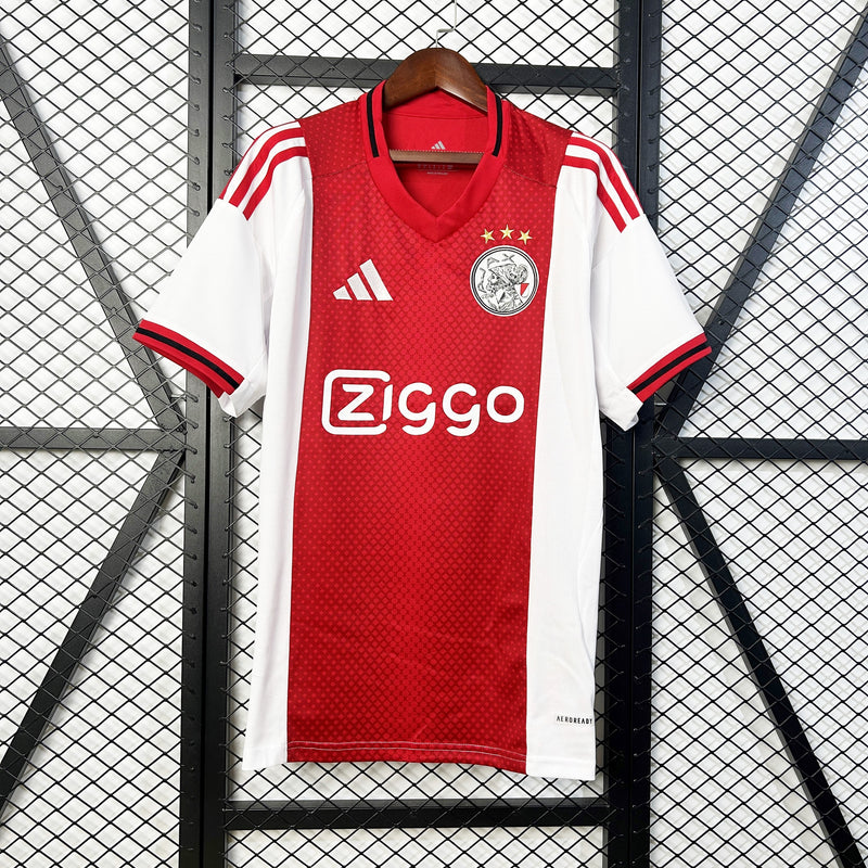 camisa-ajax-away-i-1-vermelha e branca-ziggo-adidas-25-26-neymar-messi-cr7-futebol