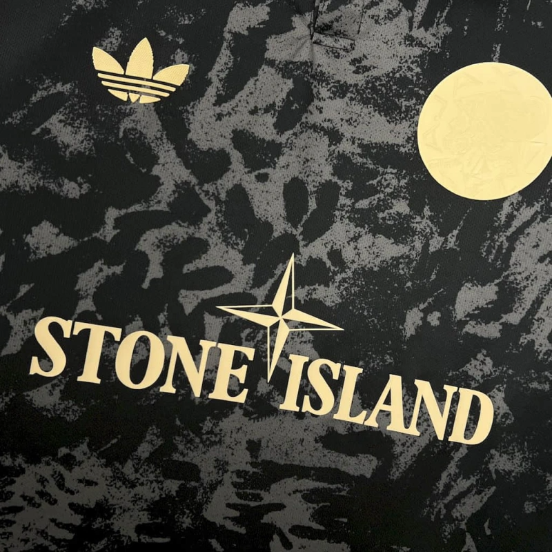 camisa-ajax-special edition-preta-stone island-adidas-25-26-neymar-messi-cr7-futebol 