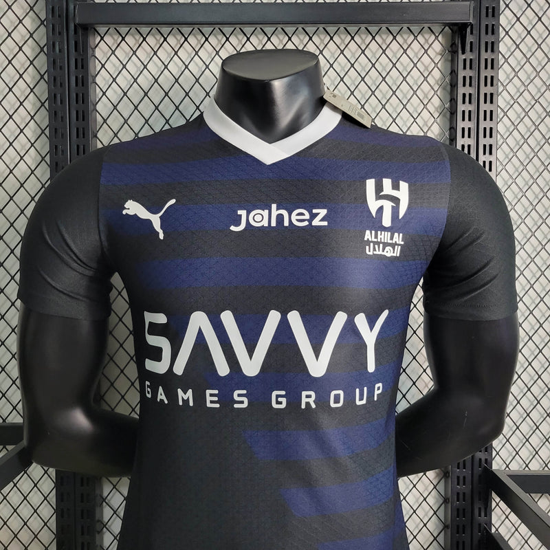 camisa-al-hilal-away-ii-2-azul escuro-savvy-puma-23-24-neymar-messi-cr7-futebol 