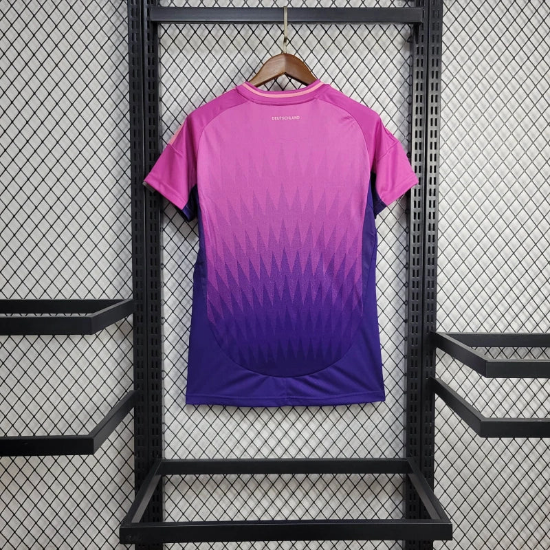camisa-alemanha-away-ii-2-rosa e azul-adidas-24-25-feminina-neymar-messi-cr7-futebol 