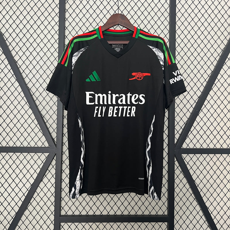 camisa-arsenal-away-ii-2-preta-emirates fly better-adidas-24-25-neymar-messi-cr7-futebol