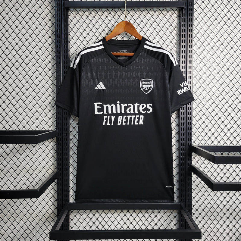 camisa-arsenal-goleiro-i-1-preta-emirates fly better-adidas-23-24-neymar-messi-cr7-futebol