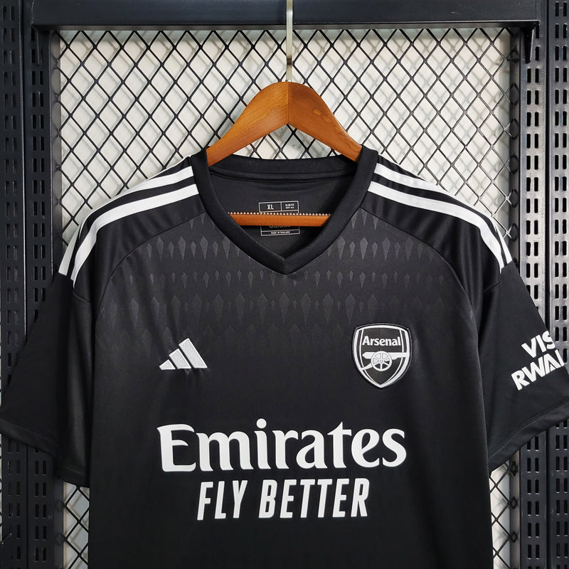 camisa-arsenal-goleiro-i-1-preta-emirates fly better-adidas-23-24-neymar-messi-cr7-futebol