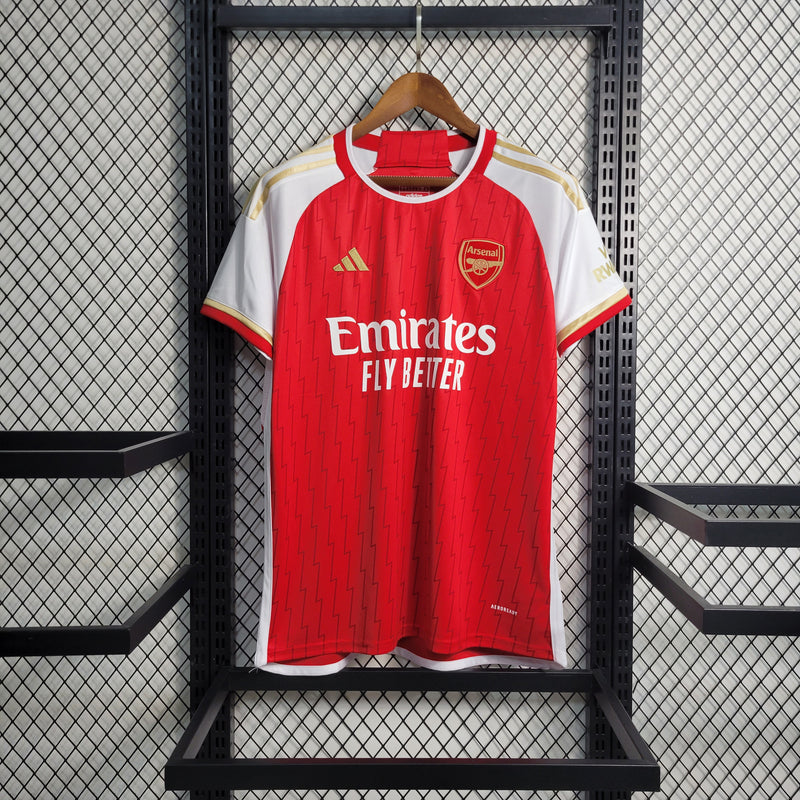 camisa-arsenal-home-i-1-vermelha-emirates fly better-adidas-23-24-neymar-messi-cr7-futebol 