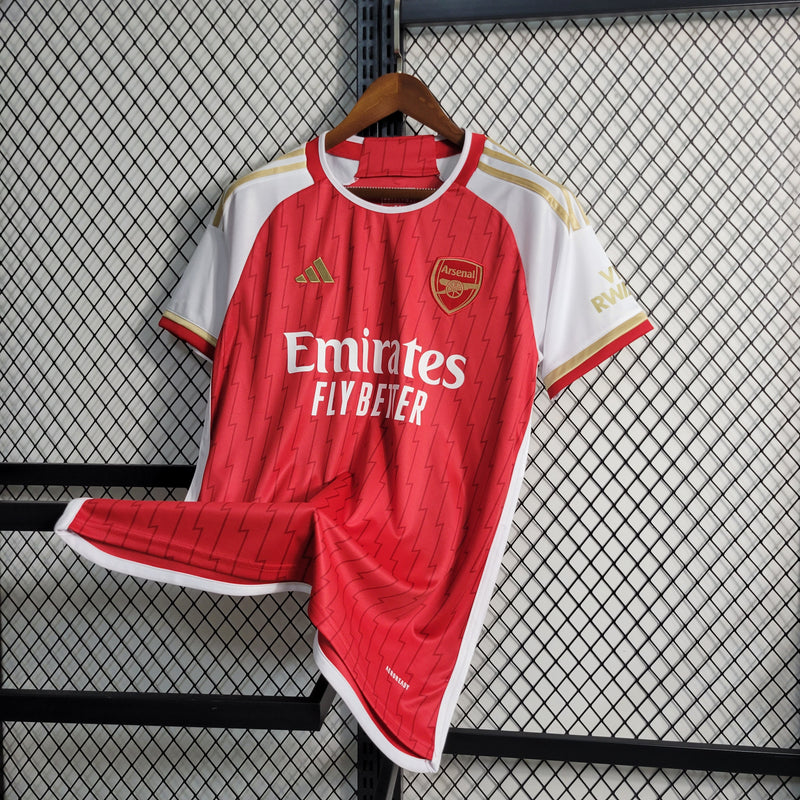 camisa-arsenal-home-i-1-vermelha-emirates fly better-adidas-23-24-neymar-messi-cr7-futebol 
