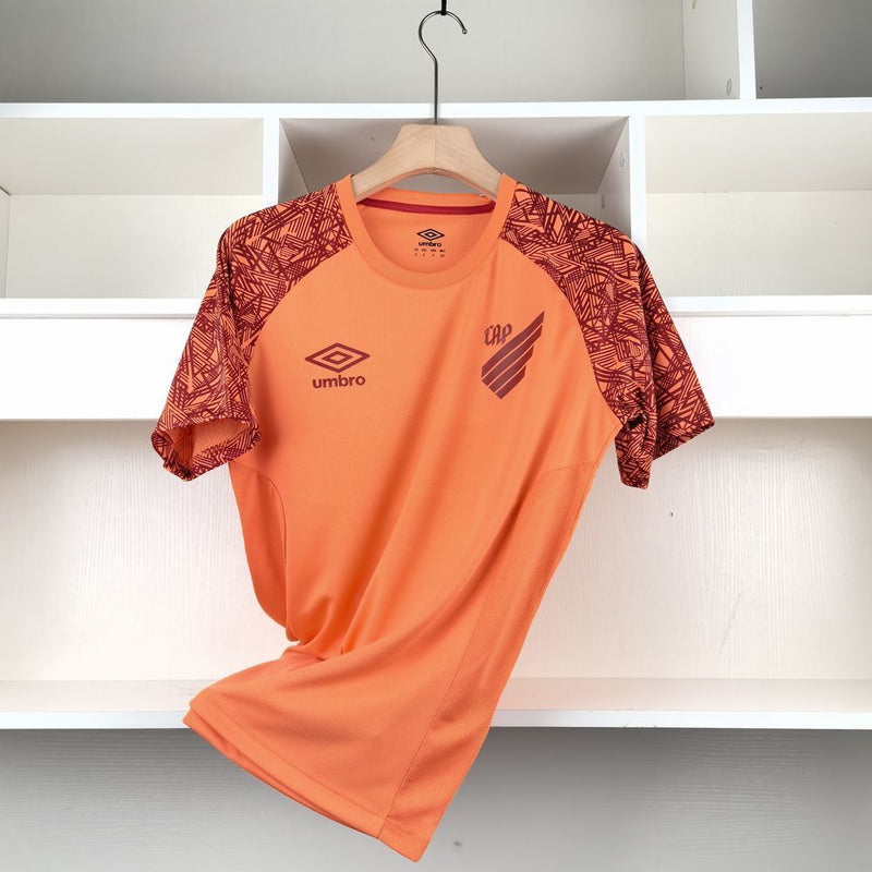 camisa-athletico paranaense-goleiro treino-laranja-umbro-24-25-neymar-messi-cr7-futebol
