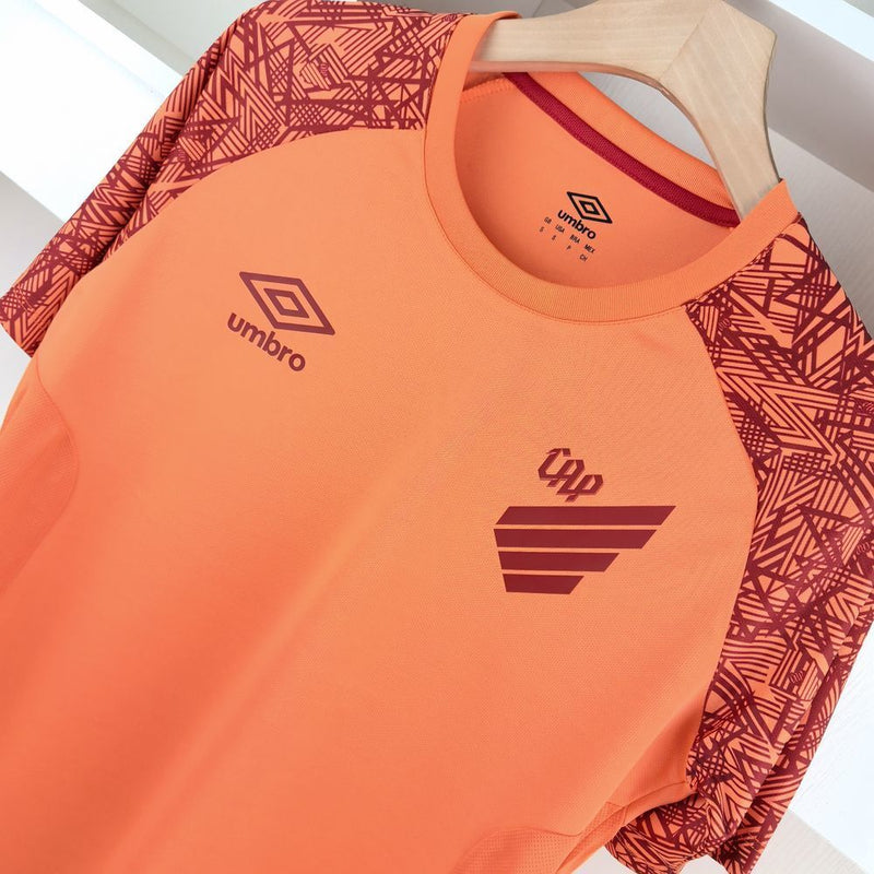 camisa-athletico paranaense-goleiro treino-laranja-umbro-24-25-neymar-messi-cr7-futebol