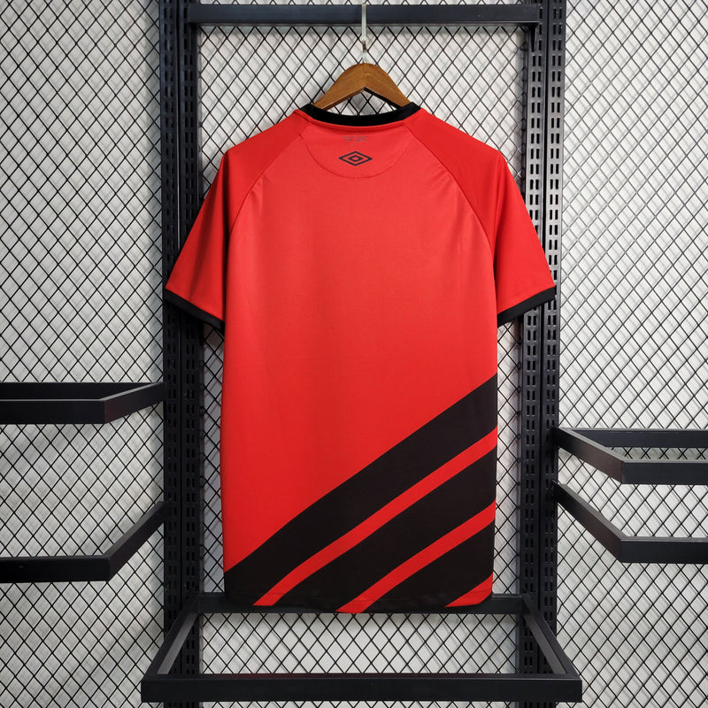 camisa-athletico paranaense-home-i-1-vermelha-esportes da sorte-umbro-23-24-neymar-messi-cr7-futebol 
