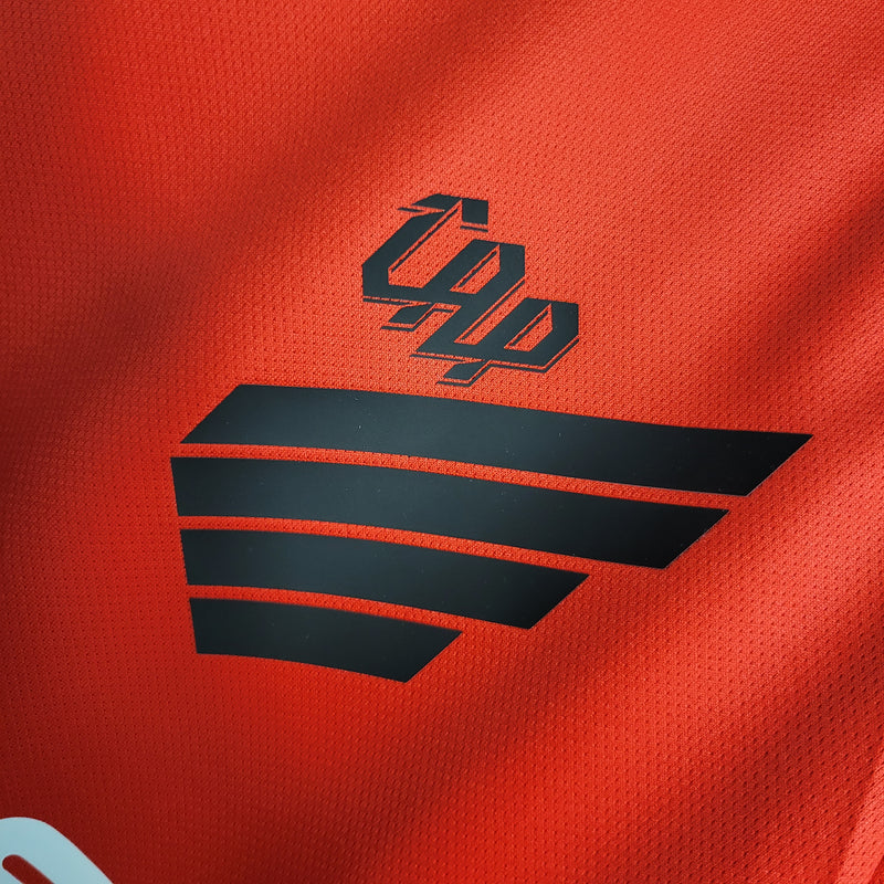 camisa-athletico paranaense-home-i-1-vermelha-esportes da sorte-umbro-23-24-neymar-messi-cr7-futebol 