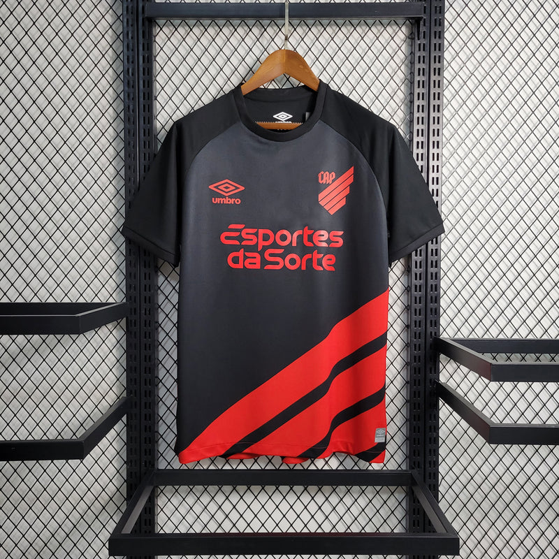 camisa-athletico paranaense-away-ii-2-preta-esportes da sorte-umbro-23-24-neymar-messi-cr7-futebol 