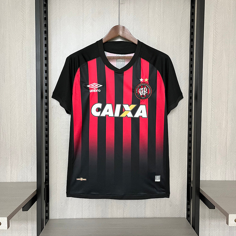 camisa-athletico paranaense-retrô-rubro negra-caixa-umbro-2018-neymar-messi-cr7-futebol 