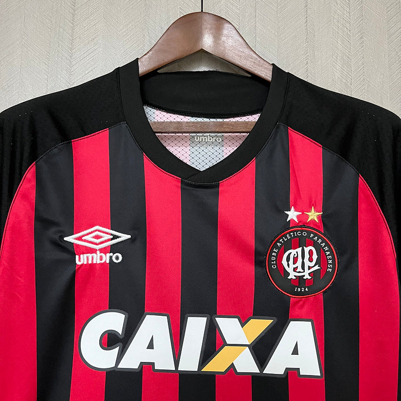 camisa-athletico paranaense-retrô-rubro negra-caixa-umbro-2018-neymar-messi-cr7-futebol 