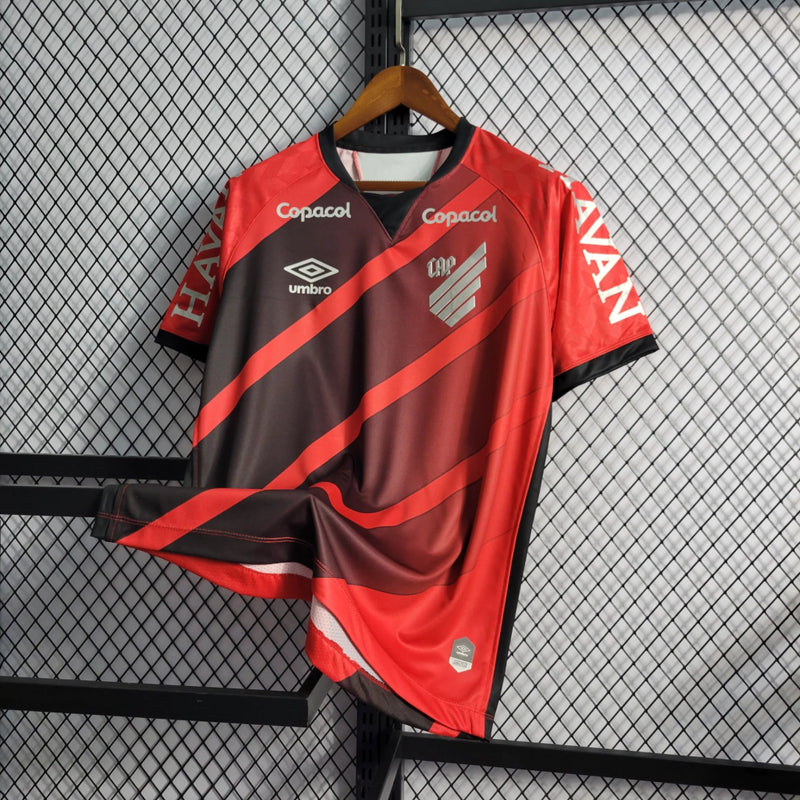 camisa-athletico paranaense-retrô-rubro negra-havan-umbro-21-22-neymar-messi-cr7-futebol