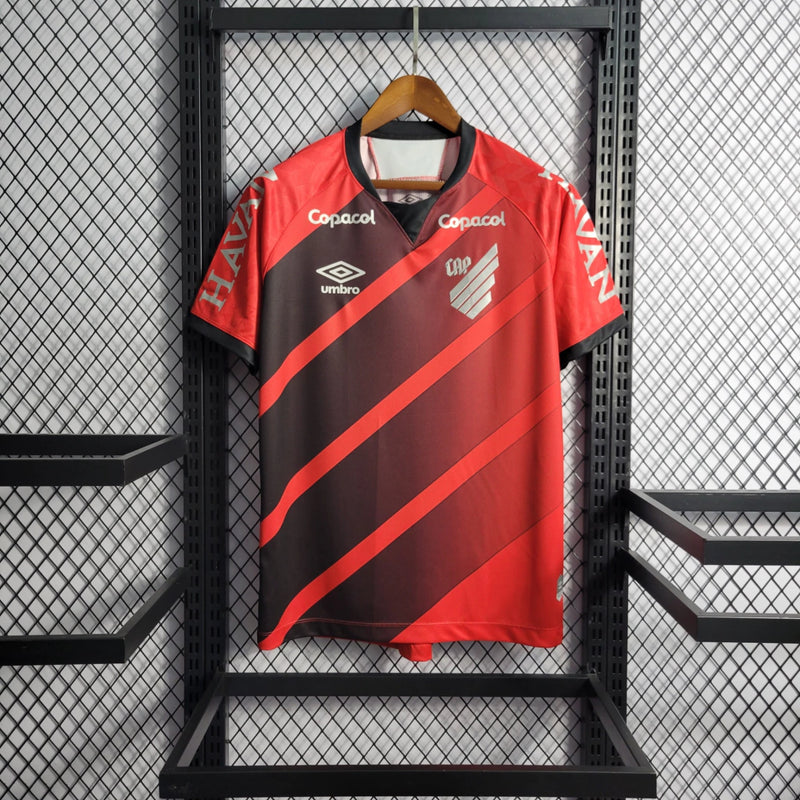 camisa-athletico paranaense-retrô-rubro negra-havan-umbro-21-22-neymar-messi-cr7-futebol