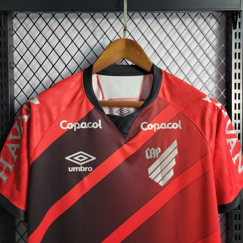 camisa-athletico paranaense-retrô-rubro negra-havan-umbro-21-22-neymar-messi-cr7-futebol