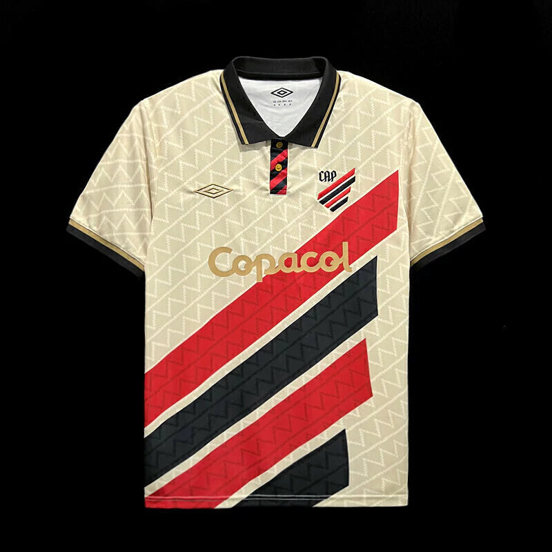 camisa-athletico paranaense-special edition-bege-copacol-umbro-23-24-neymar-messi-cr7-futebol