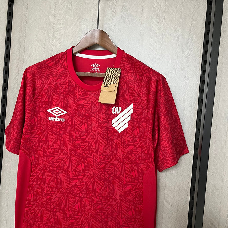 camisa-athletico paranaense-training-vermelha-umbro-24-25-neymar-messi-cr7-futebol 