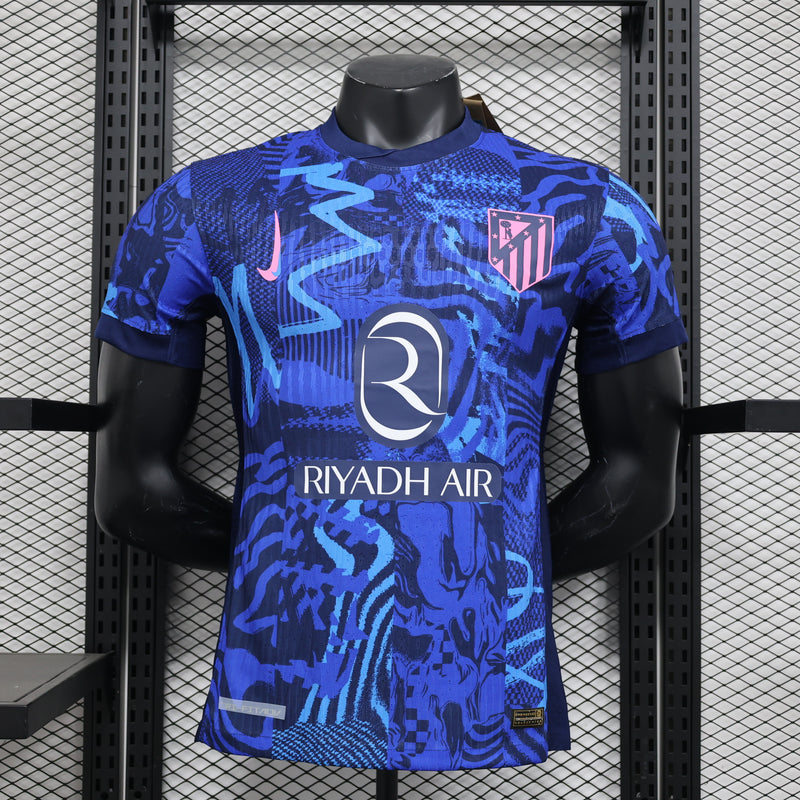 camisa-atlético de madrid-third-iii-3-azul-riyadh air-nike-24-25-neymar-messi-cr7-futebol