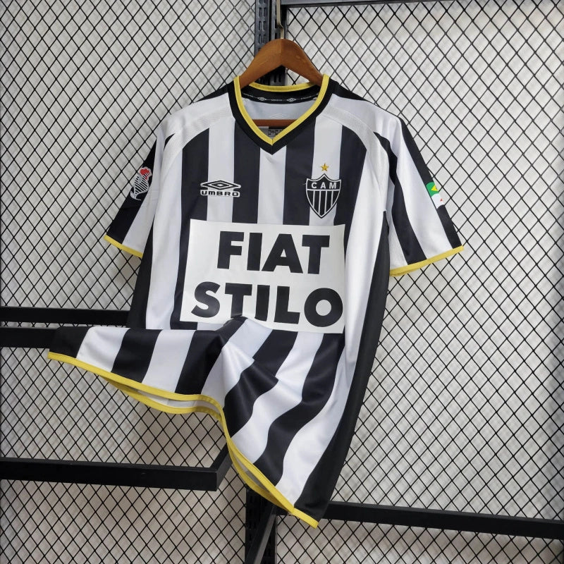 camisa-atlético mineiro-retrô-listrada-fiat stilo-umbro-2003-torcedor-masculina-neymar-messi-cr7-futebol