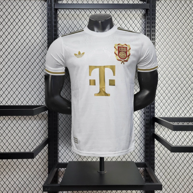 camisa-bayern de munique-125 anos-branca-t-mobile-adidas-25-26-neymar-messi-cr7-futebol
