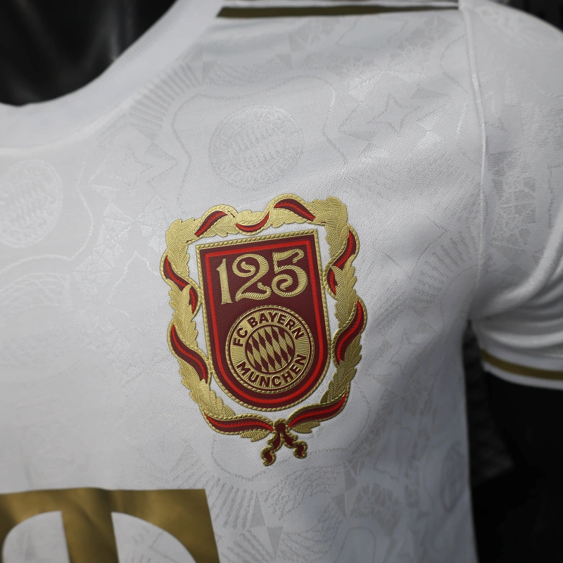camisa-bayern de munique-125 anos-branca-t-mobile-adidas-25-26-neymar-messi-cr7-futebol