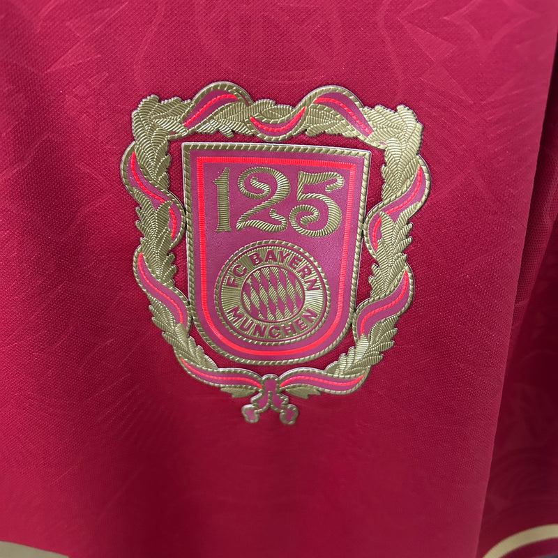 camisa-bayern de munique-125 anos-vermelha-t-mobile-adidas-25-26-neymar-messi-cr7-futebol