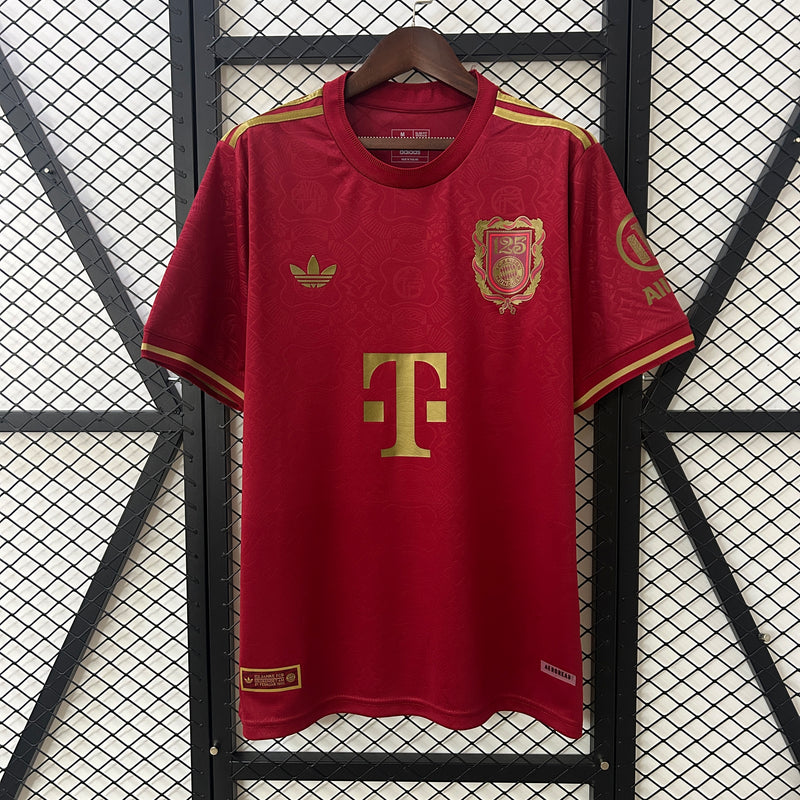 camisa-bayern de munique-125 anos-vermelha-t-mobile-adidas-25-26-neymar-messi-cr7-futebol