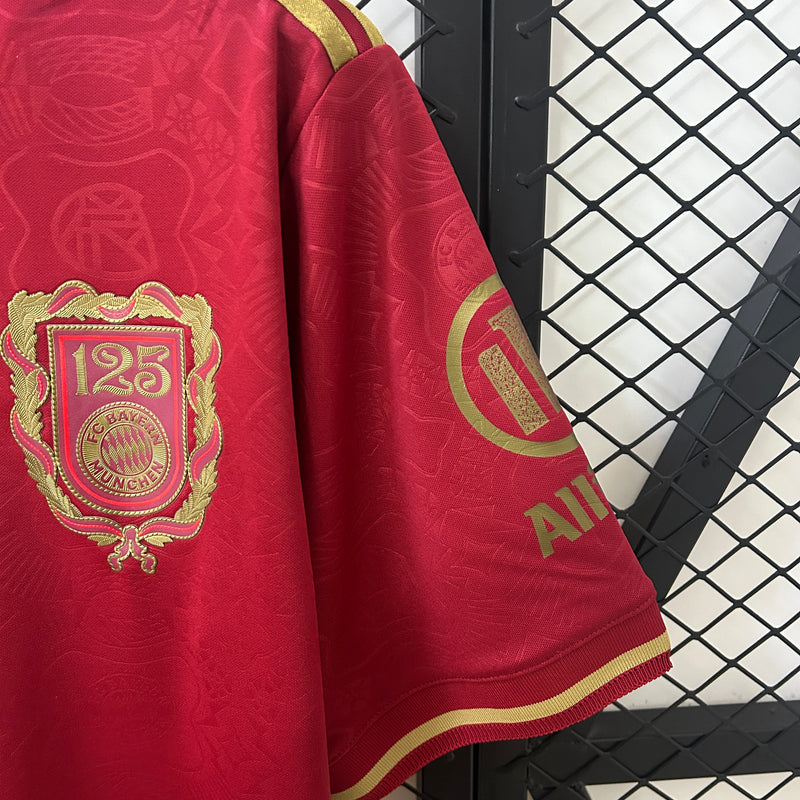 camisa-bayern de munique-125 anos-vermelha-t-mobile-adidas-25-26-neymar-messi-cr7-futebol