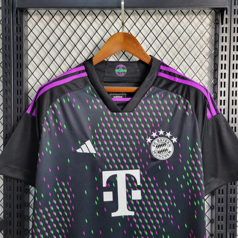 camisa-bayern de munique-away-ii-2-preta-t-mobile-adidas-23-24-neymar-messi-cr7-futebol