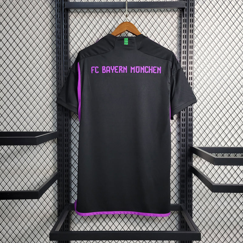 camisa-bayern de munique-away-ii-2-preta-t-mobile-adidas-23-24-neymar-messi-cr7-futebol