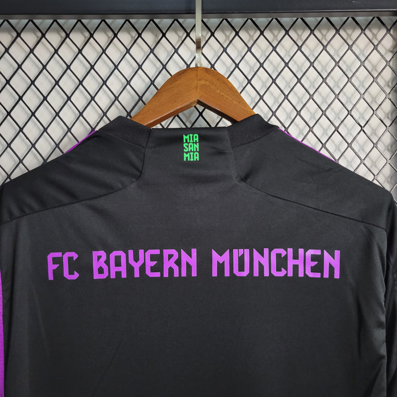 camisa-bayern de munique-away-ii-2-preta-t-mobile-adidas-23-24-neymar-messi-cr7-futebol