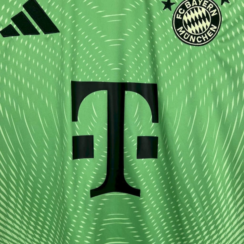 camisa-bayern de munique-goleiro-verde-t-mobile-adidas-25-26-neymar-messi-cr7-futebol