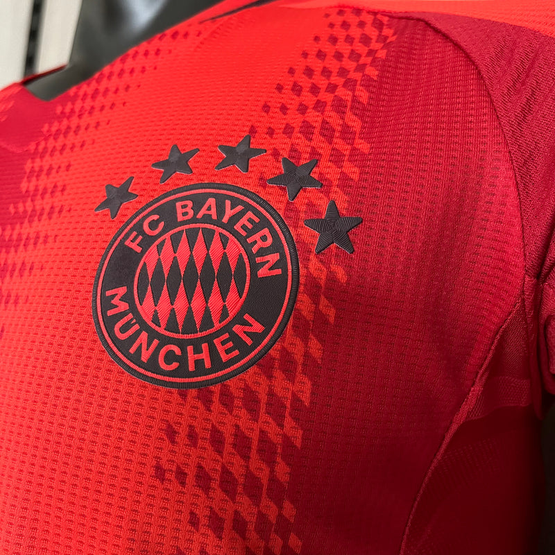 camisa-bayern de munique-home-i-1-vermelha-t-mobile-adidas-24-25-neymar-messi-cr7-futebol