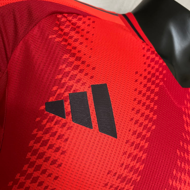 camisa-bayern de munique-home-i-1-vermelha-t-mobile-adidas-24-25-neymar-messi-cr7-futebol