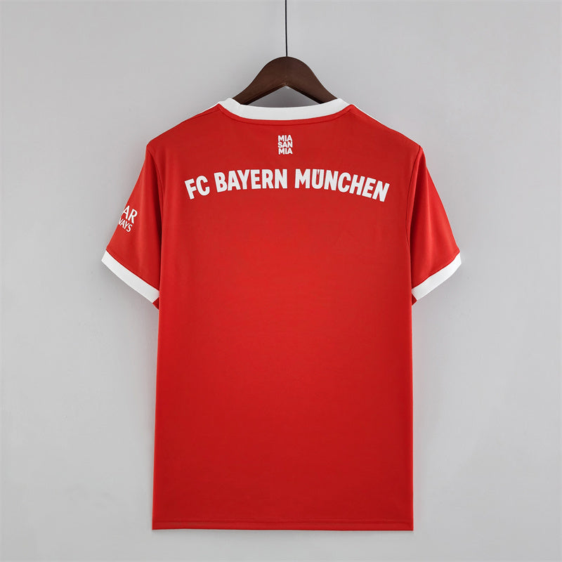 camisa-bayern de munique-home-i-1-vermelha-t-mobile-adidas-22-23-neymar-messi-cr7-futebol