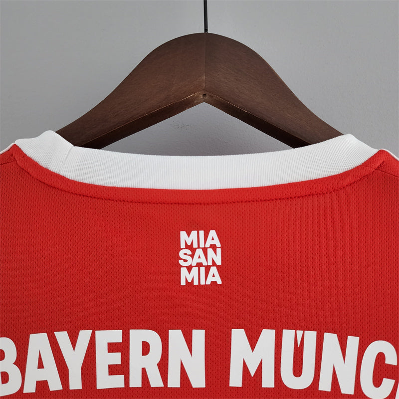 camisa-bayern de munique-home-i-1-vermelha-t-mobile-adidas-22-23-neymar-messi-cr7-futebol