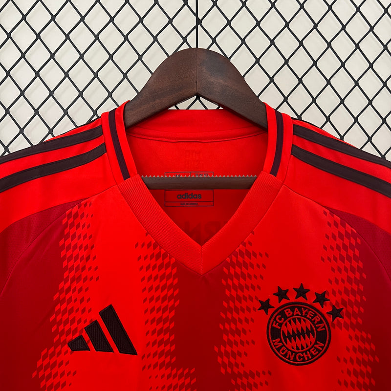 camisa-bayern de munique-home-i-1-vermelha-t-mobile-adidas-24-25-neymar-messi-cr7-futebol