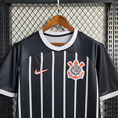 camisa-corinthians-away-ii-2-preta e branca-nike-23-24-neymar-messi-cr7-futebol