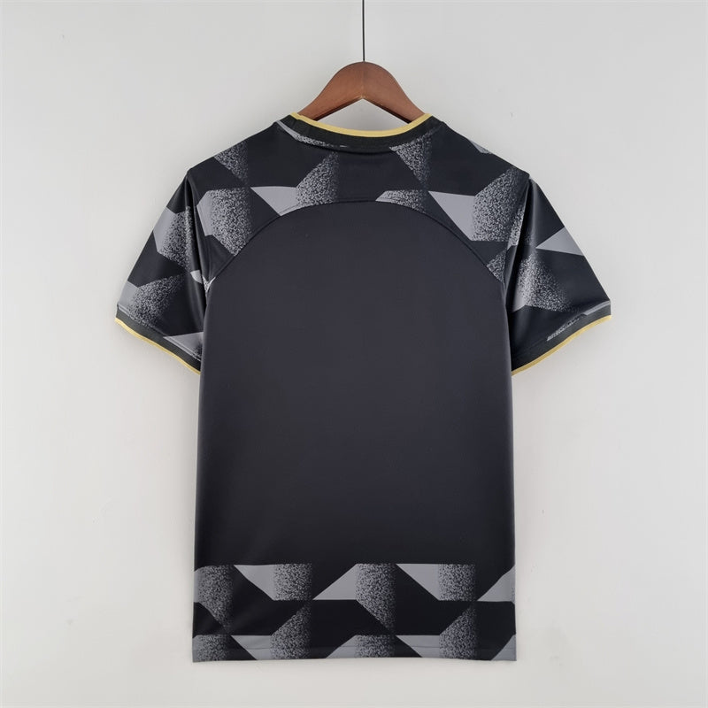 camisa-corinthians-away-ii-2-preta e cinza-nike-22-23-neymar-messi-cr7-futebol