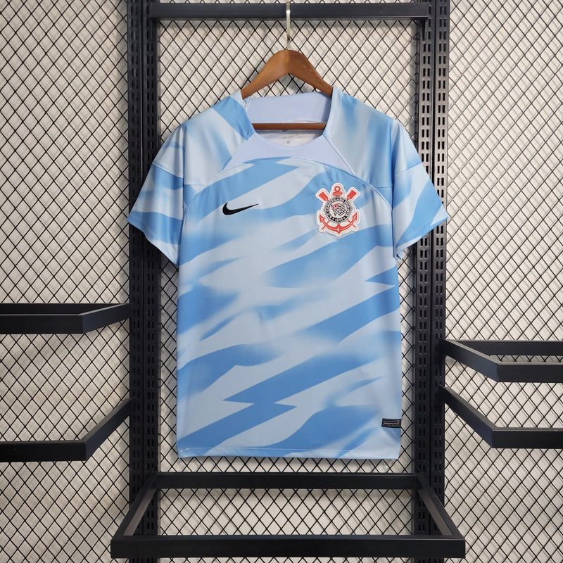 camisa-corinthians-goleiro-2-azul claro-nike-23-24-neymar-messi-cr7-futebol